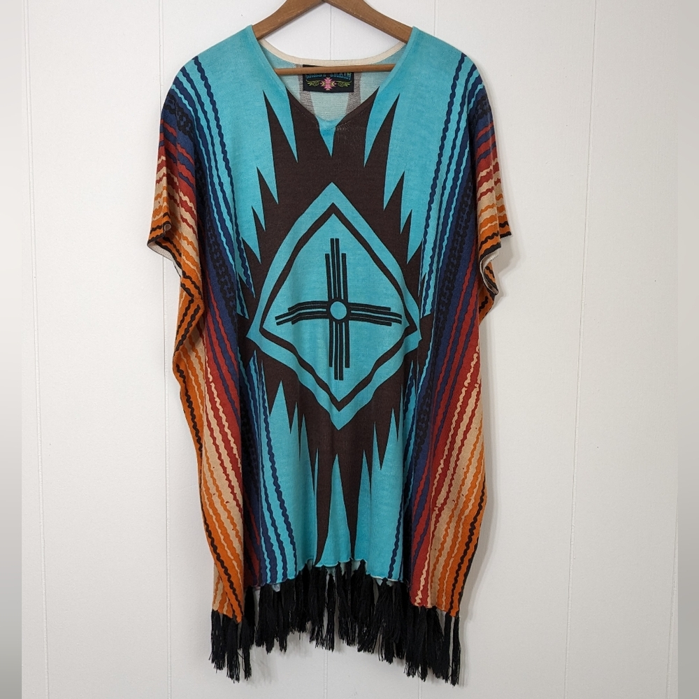 Navajo inspired fringed dress tunic